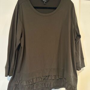 Simply Vera Vera Wang Olive Sweatshirt with Ruffle Detail